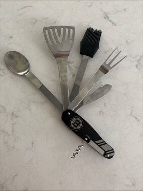 NHL Boston Bruins Folding BBQ Multi-Tool - Black & Stainless